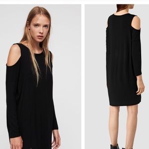 Black 100% Merino Cold Shoulder Dress